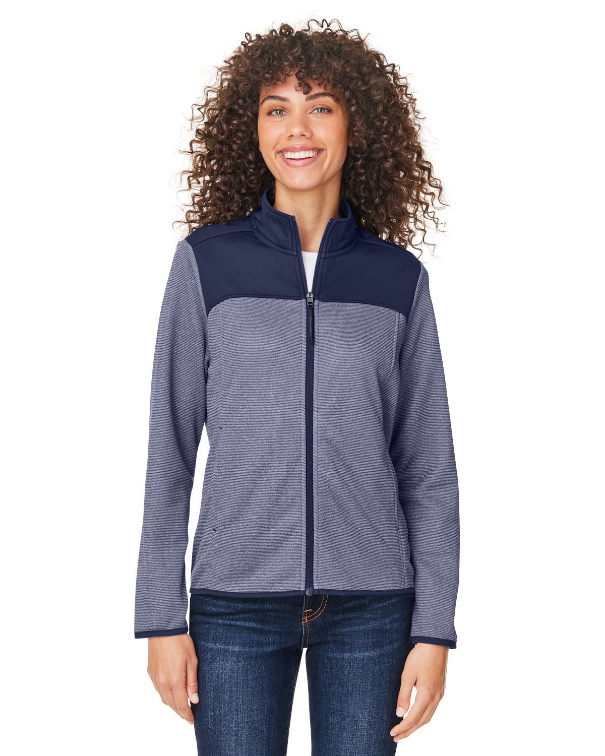 3322-ladies-venture-heathered-stripe-hybrid-jacket